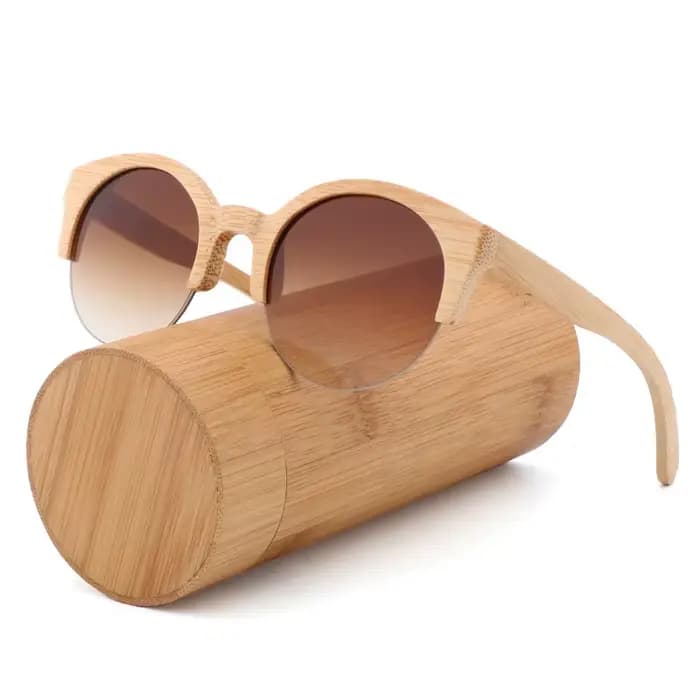 Lunettes de soleil rondes en bois de bambou pour femmes et hommes