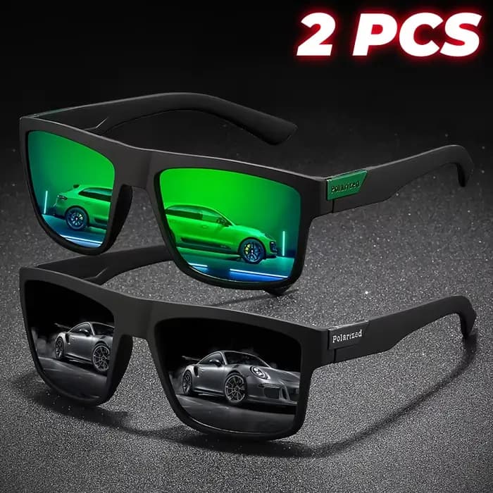 Lunettes de soleil de sport polarisées carrées rétro, légères UV400 pour la pêche et la conduite, un