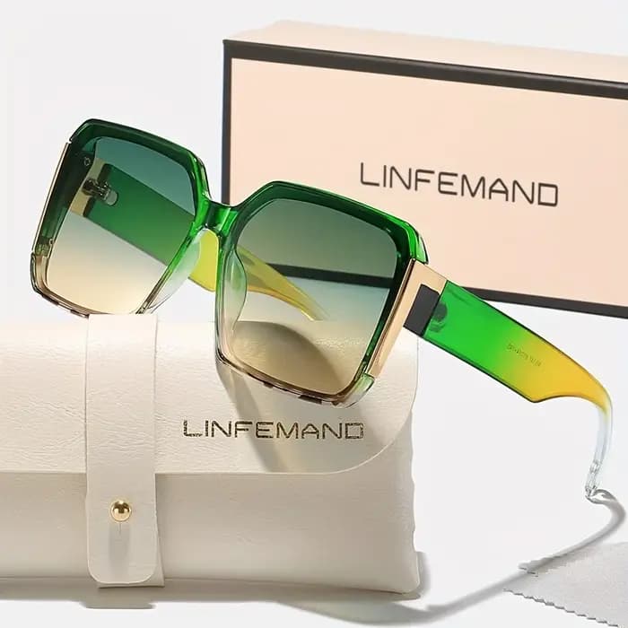 LINFEMAND mode grand cadre décoration lunettes pour femmes UV400
