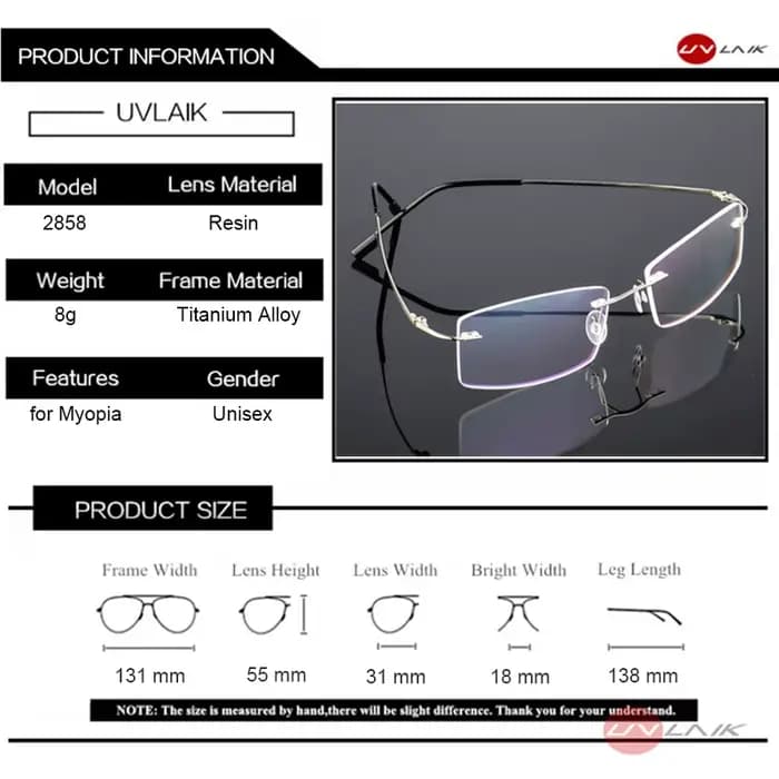 UVLAIK sans cadre titane Aolly lunettes