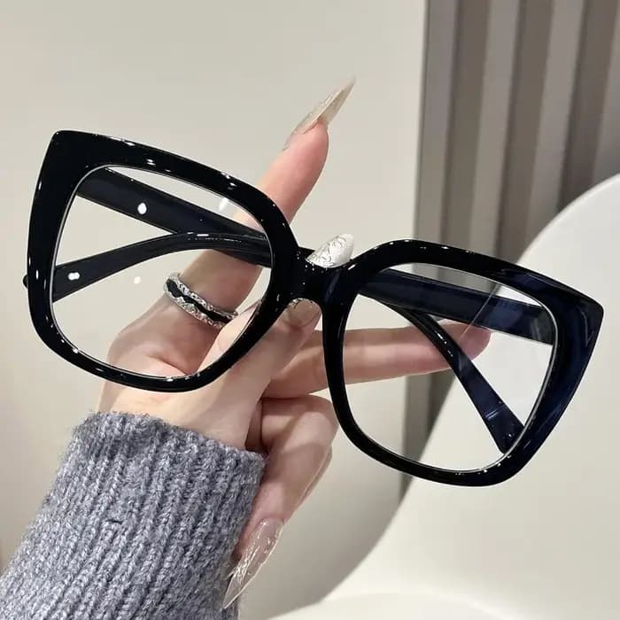Lunettes de soleil œil de chat esthétiques littéraires pour femmes, grandes lunettes de soleil carrées rétro, lentille transparente zéro puissance pour femmes, accessoires lunettes