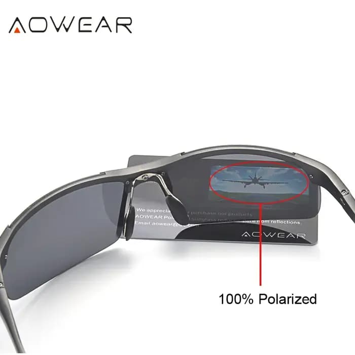 AOWEAR-Lunettes de soleil polarisées sans monture pour hommes, lunettes de conduite en aluminium, st