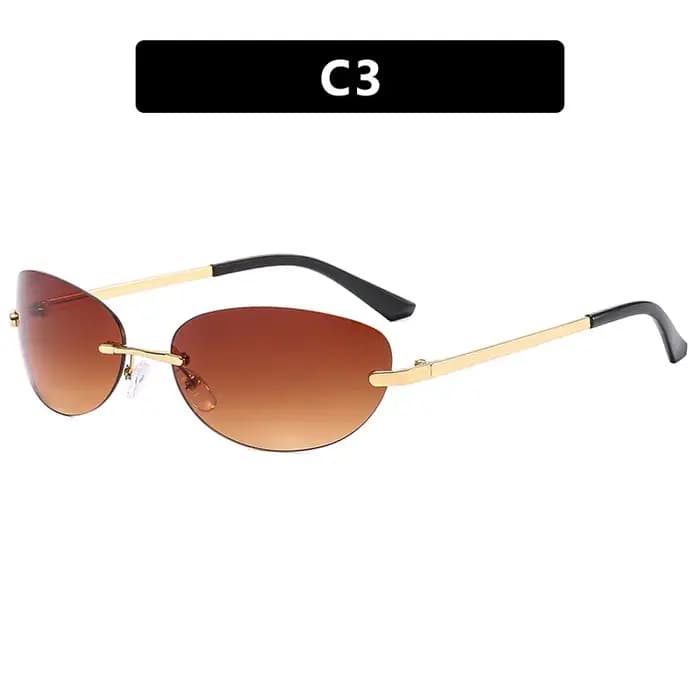 Lunettes de soleil ovales sans monture pour femmes