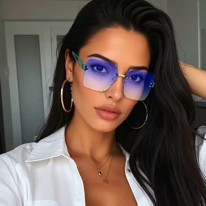 RUISIMO sans monture métal carré lunettes de soleil femmes hommes couleur claire marque exquise