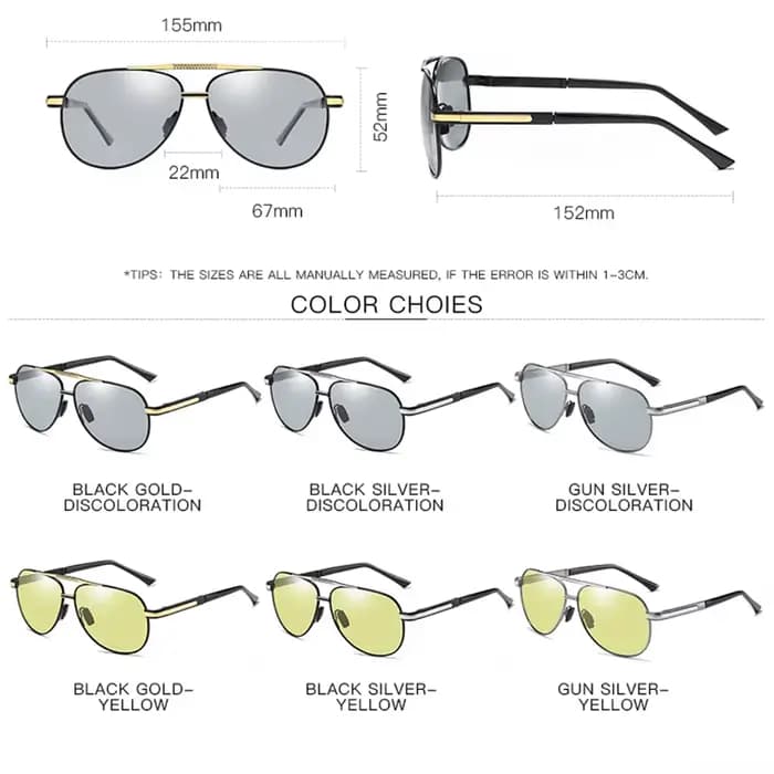 Lunettes de soleil pilote pour hommes lunettes polarisées photochromiques femmes caméléon lunettes de conduite lentille Anti-éblouissement UV400 gafas de sol hombre