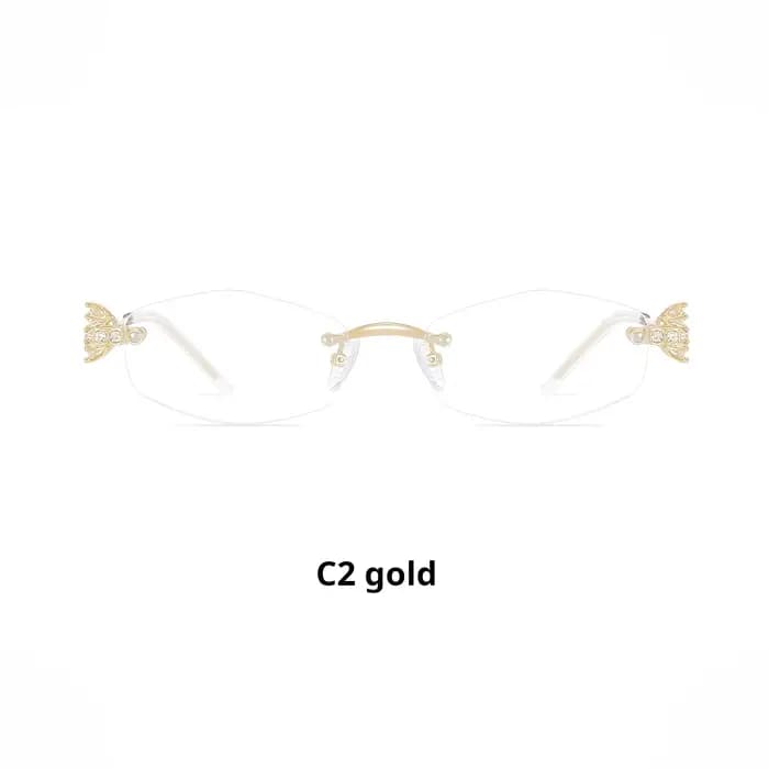 MOMOJA Nouvelle Mode Élégante Lunettes Sans Monture pour Femmes Ultra Légères Rétro Tendance Diamant