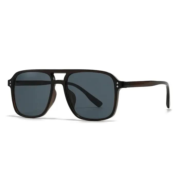Lunettes de soleil rétro modernes à double pont, lunettes carrées de protection UV400 à monture complète, accessoire de mode de style de rue d'inspiration vintage