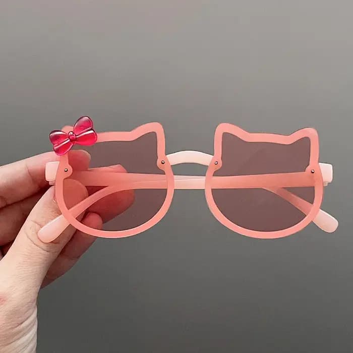 Nouveaux enfants lunettes de soleil de bande dessinée oeil de chat nœud papillon couleur océan