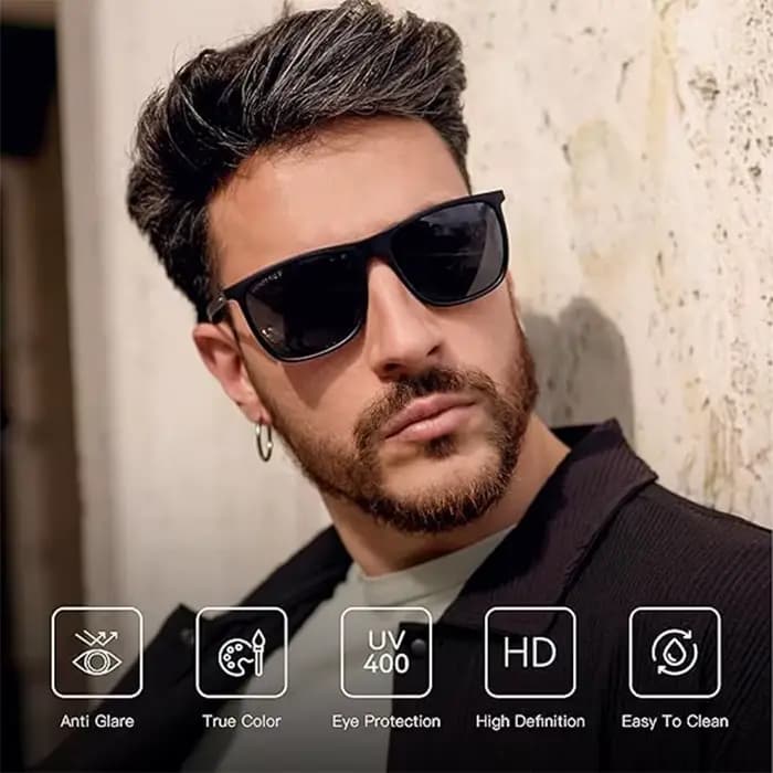 ZENOTTIC lunettes de soleil polarisées carrées pour hommes lunettes de soleil ultralégères en Fiber