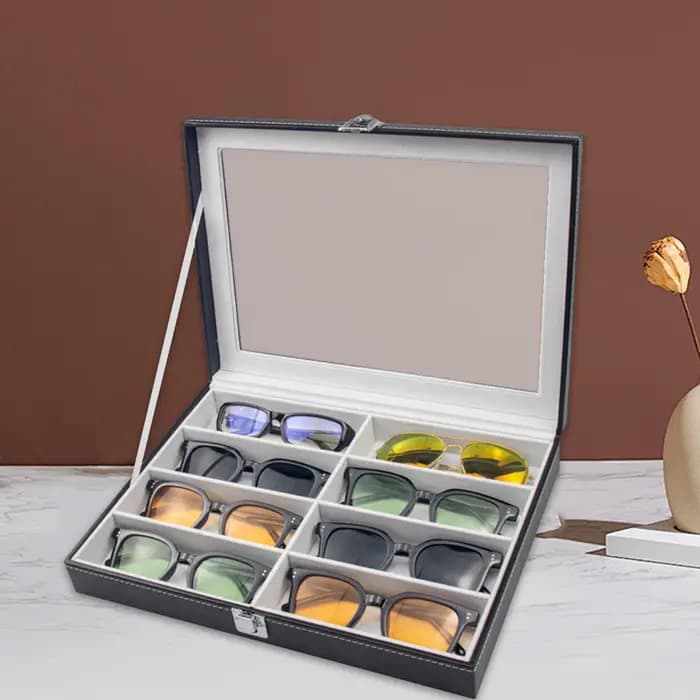 Boîte de Rangement Multifonctionnelle pour Lunettes de Soleil, Présentoir à 8 Fentes pour la Maison