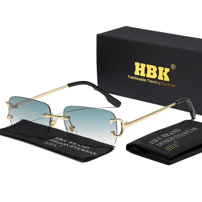 Petites lunettes de soleil rétro sans monture pour hommes et femmes