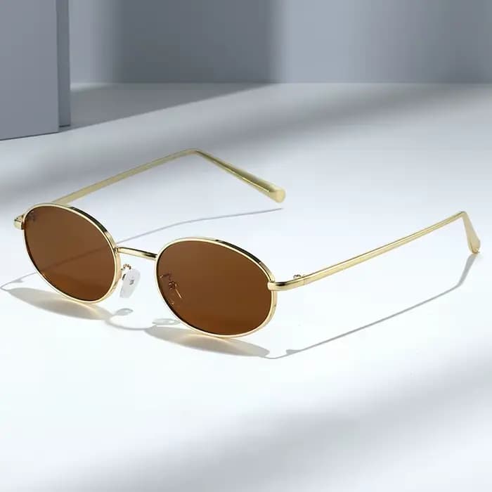 SHAUNA rétro petit ovale cadre en métal femmes lunettes de soleil UV400 hommes Punk
