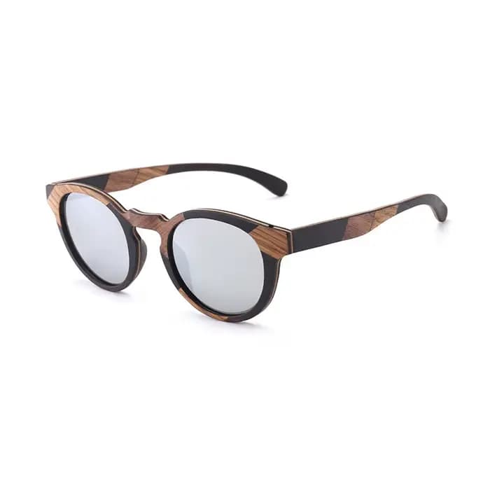 Lunettes de soleil Vintage rondes en bois pour femmes et hommes