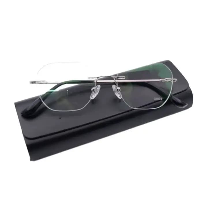 Montures de lunettes optiques sans monture en titane à mémoire de forme à bas prix pour hommes et femmes 23001