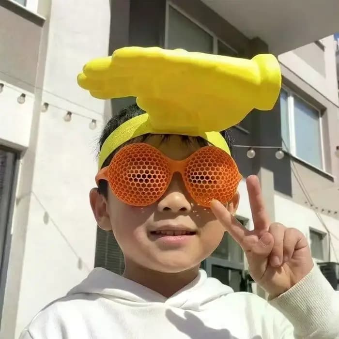 Lunettes amusantes et créatives imprimées en 3D, lunettes colorées à monture creuse pour accessoires de fête et de photographie