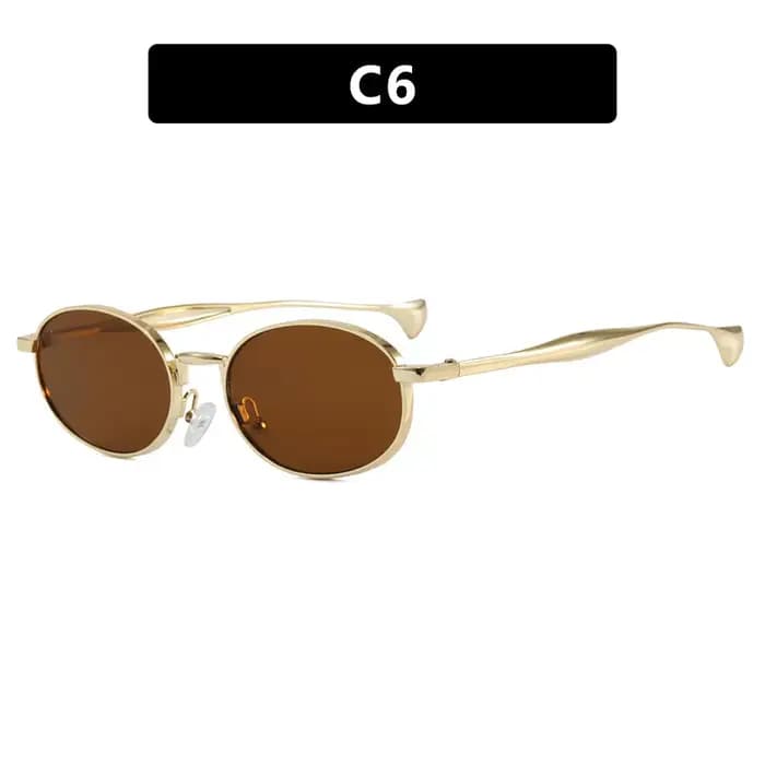 Lunettes de soleil ovales de luxe de marque Steampunk en métal pour femmes et hommes 2026