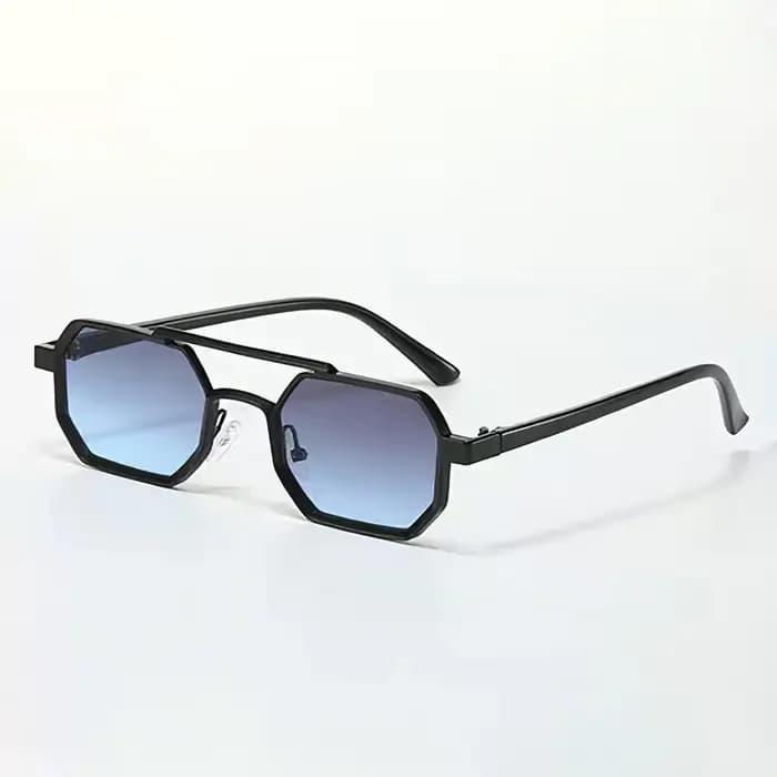 Lunettes de soleil élégantes en métal avec monture bicolore - Verres bleu dégradé