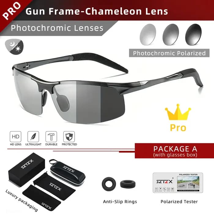 Lunettes de soleil photochromiques sans bords pour homme