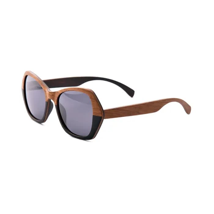 Lunettes de soleil en bois angulaire pour femmes et hommes