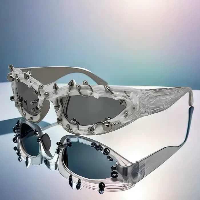 Lunettes de soleil à rivets personnalisées pour hommes et femmes, monture cloutée en métal rétro, un