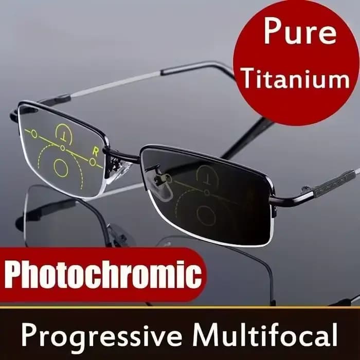 Lunettes de lecture photochromiques progressives en alliage de titane pour femmes et hommes