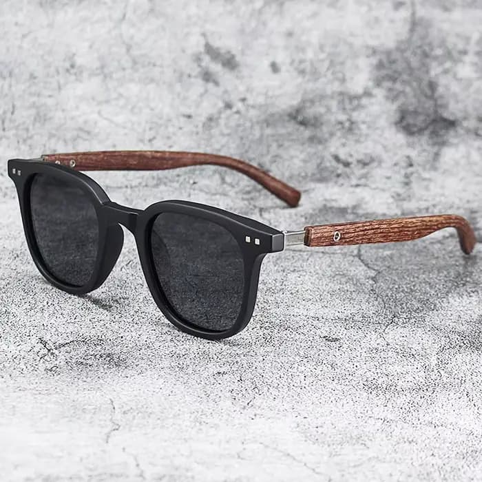 Nouveaux hommes Vintage cadre en bois lunettes de soleil marque classique carré