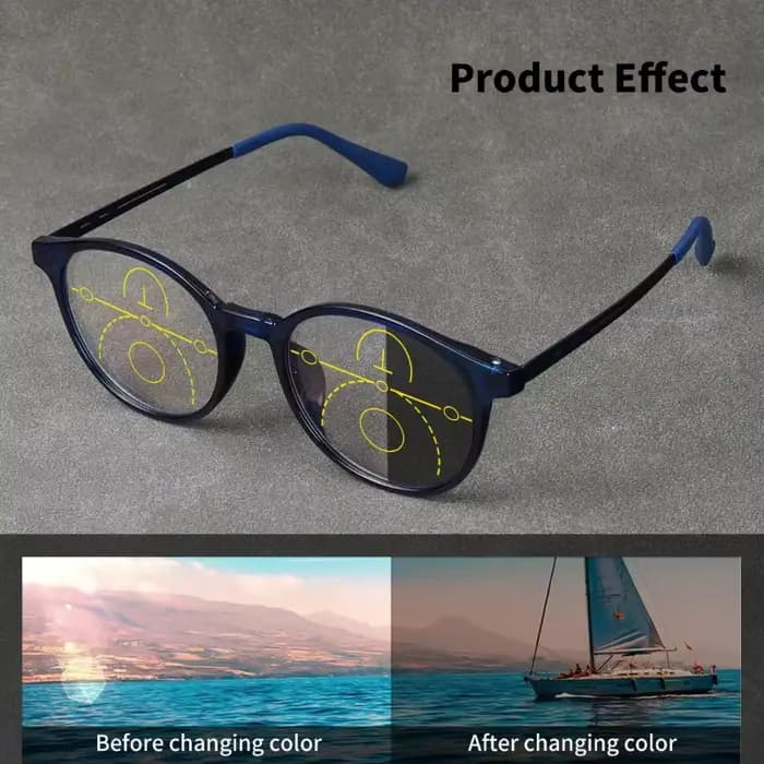 Lunettes de lecture photochromiques à monture ronde pour hommes
