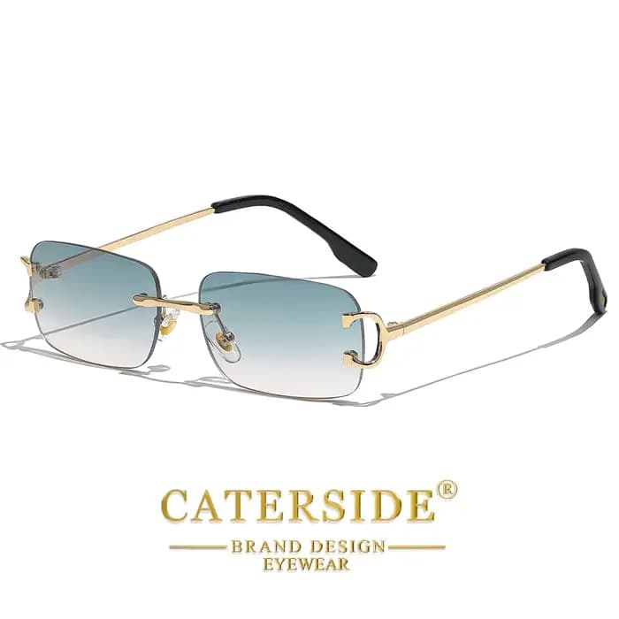 Lunettes de soleil sans monture CATERSDIE pour hommes, petites montures, lunettes de soleil tendance