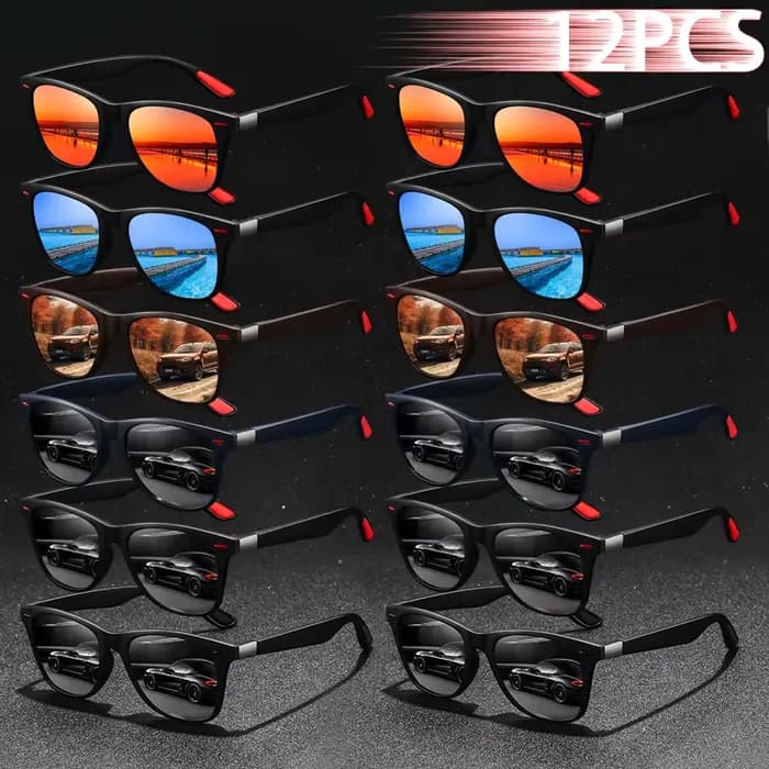 Lunettes de soleil classiques décontractées, 12 pièces, carrées, pour hommes et femmes, pour la cond