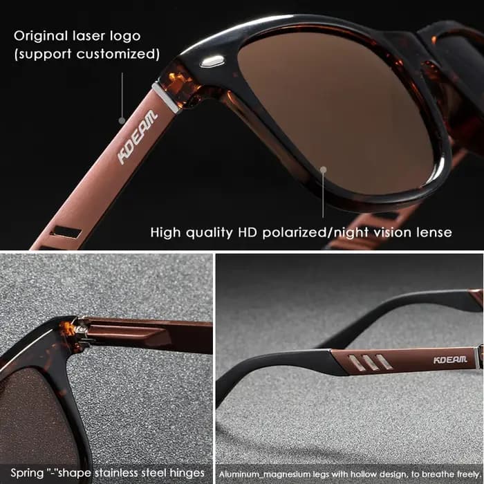 KDEAM lunettes de soleil photochromiques et polarisées hommes navigation aluminium magnésium cadre h