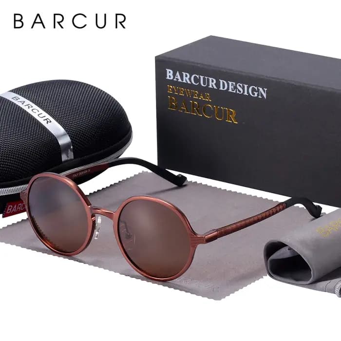 BARCUR Design lunettes de soleil rondes polarisées pour hommes