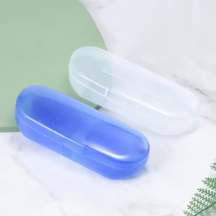 Étui à lunettes transparent bleu