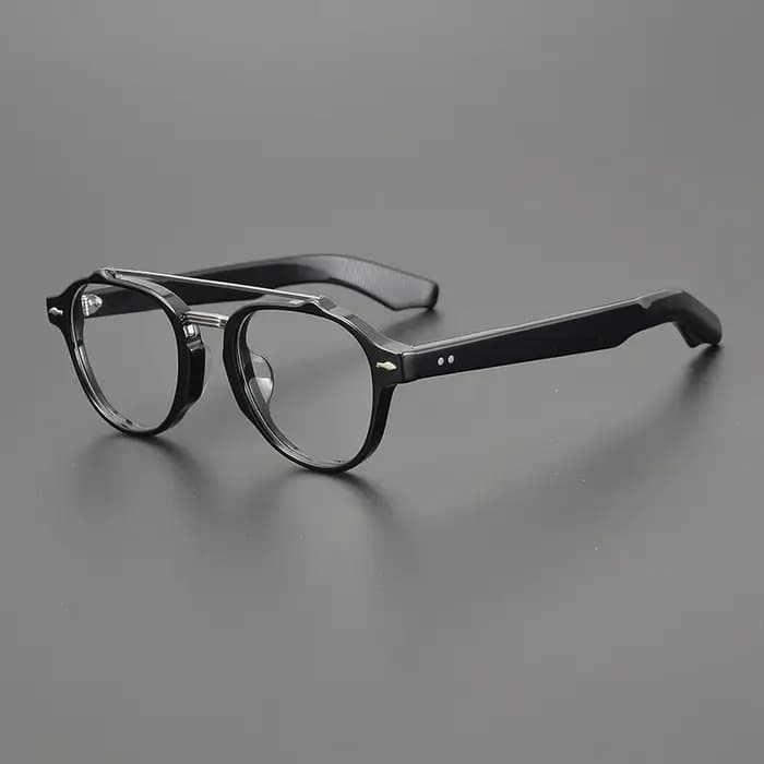 Lunettes ovales à Double faisceau en acétate faites à la main pour hommes