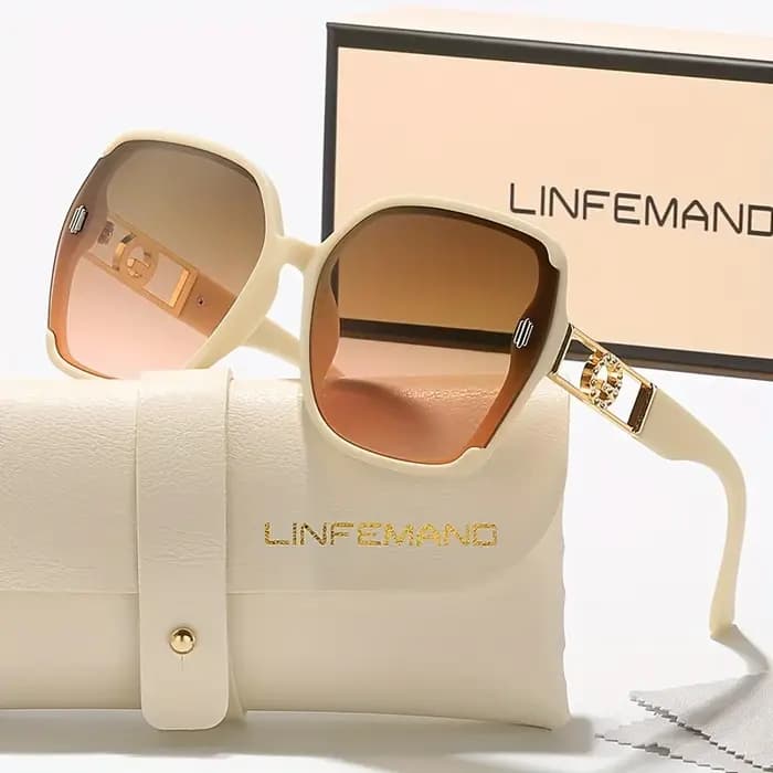 LINFEMAND Lunettes de mode à monture surdimensionnée avec lentille dégradée