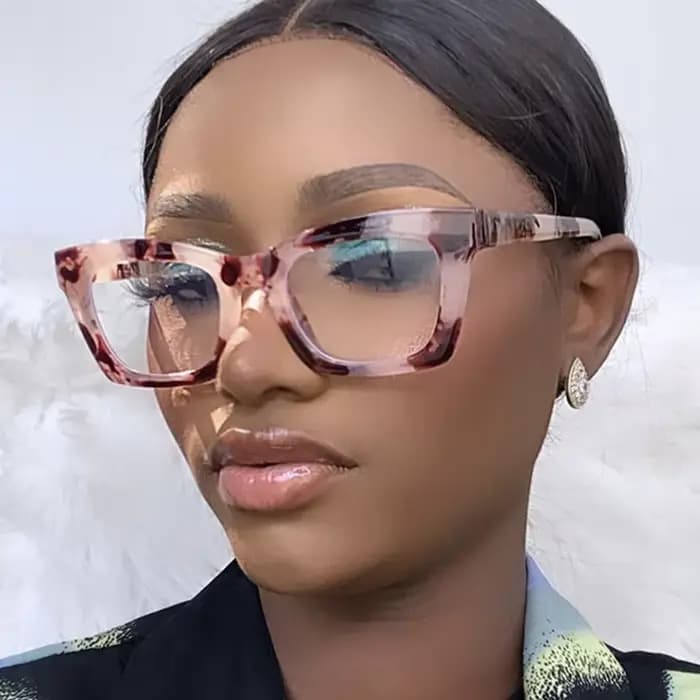 Carré femmes lunettes cadre Sexy fleur Anti lumière bleue optique ordinateur clair lentille