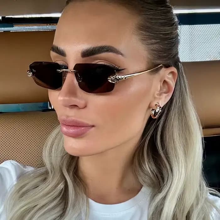 Lunettes de soleil sans monture tête de léopard pour femmes et hommes
