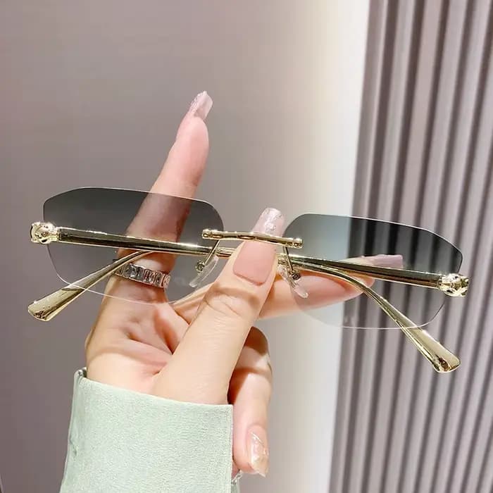 Lunettes de soleil sans monture tête de léopard pour femmes et hommes 2026 – Design vintage punk de marque de luxe