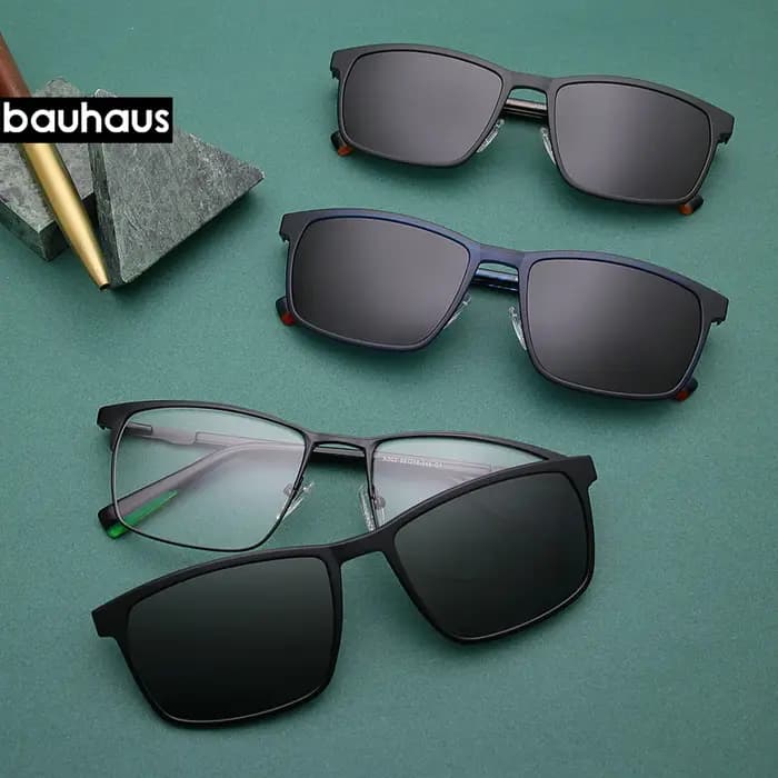 Lunettes à clip magnétique polarisées pour hommes, lunettes carrées rétro, cadre optique pour contre