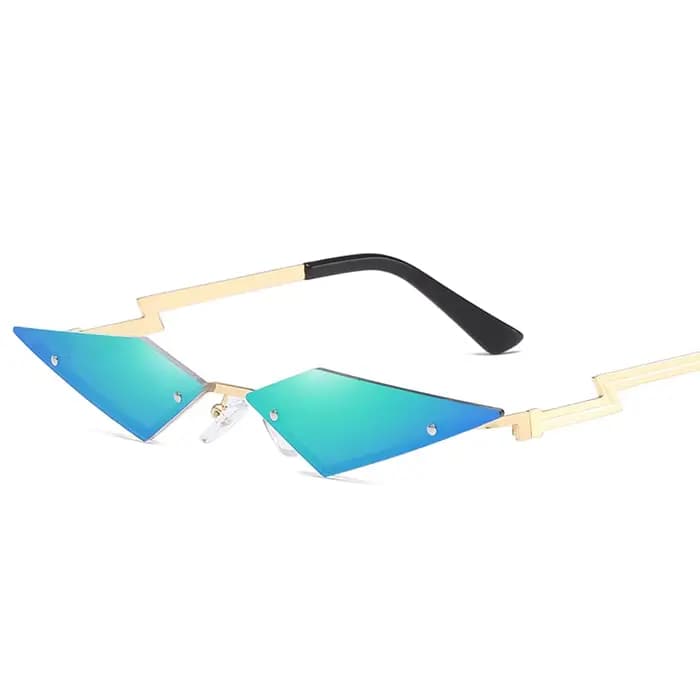Lunettes de soleil yeux de chat pour femmes, sans monture, en métal, vintage, marque de styliste, nu
