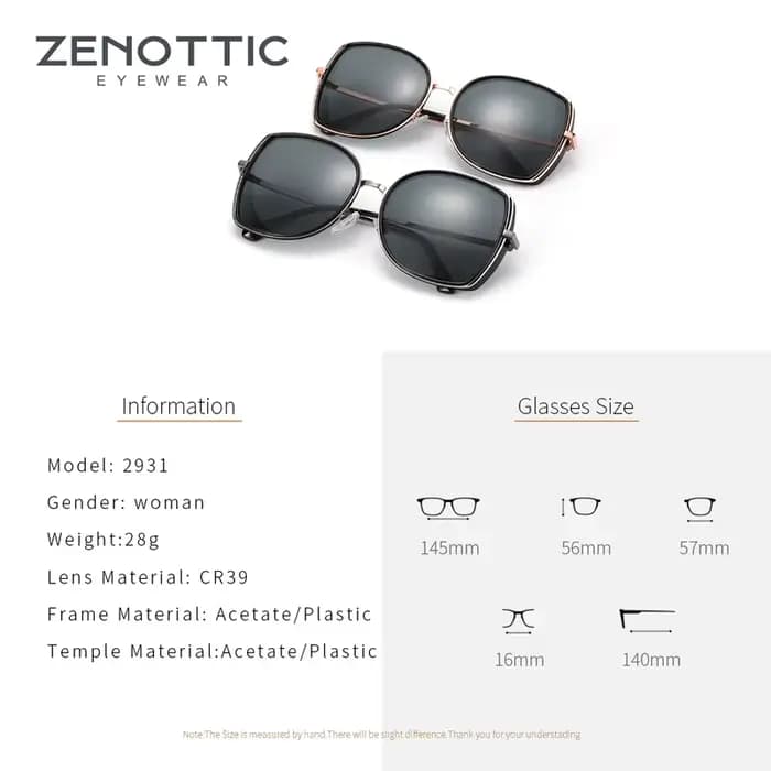 ZENOTTIC – lunettes de soleil polarisées papillon pour femmes, surdimensionnées, monture métallique