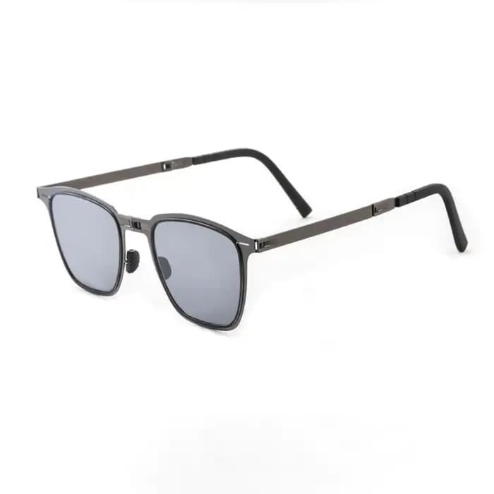 Lunettes de soleil carrées pliantes en acier inoxydable ultra légères