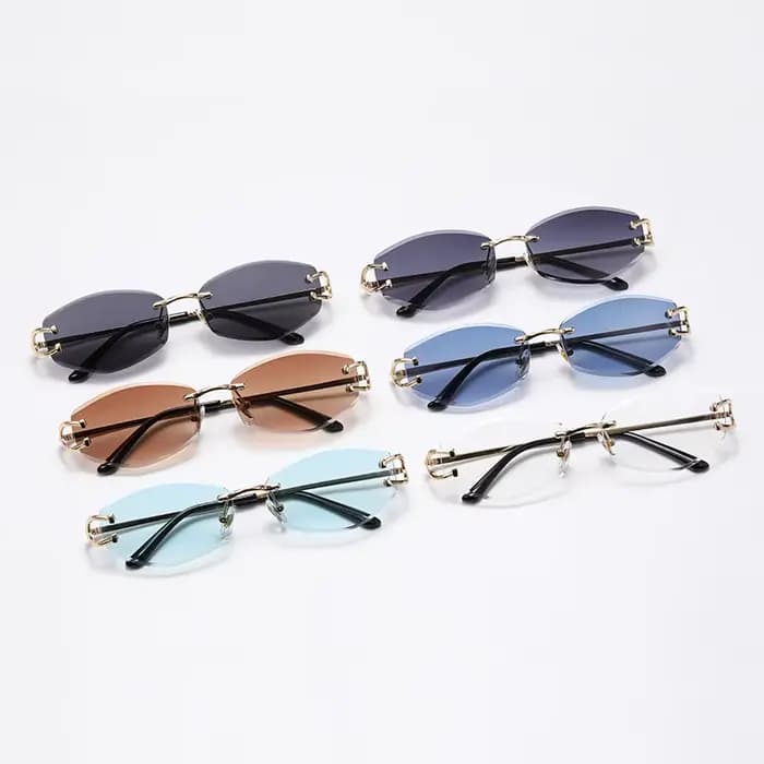 Lunettes de soleil polygone sans bords pour hommes et femmes