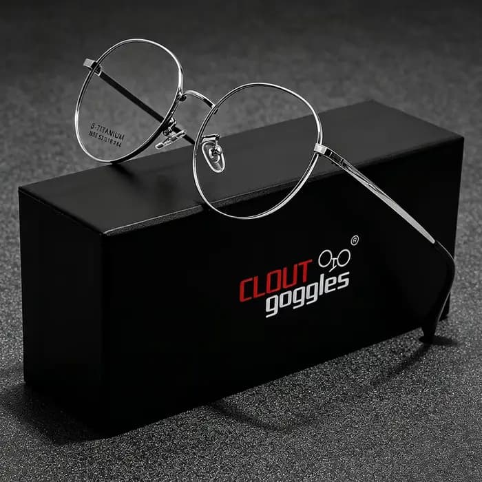 CLOUT GOGGLESS Monture de lunettes de vue Business Personnalité Homme Femme Métal Rond Anti-lumière Bleue Verres Optiques