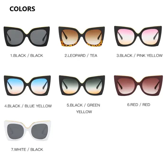 Lunettes de soleil surdimensionnées papillon tendance pour femme