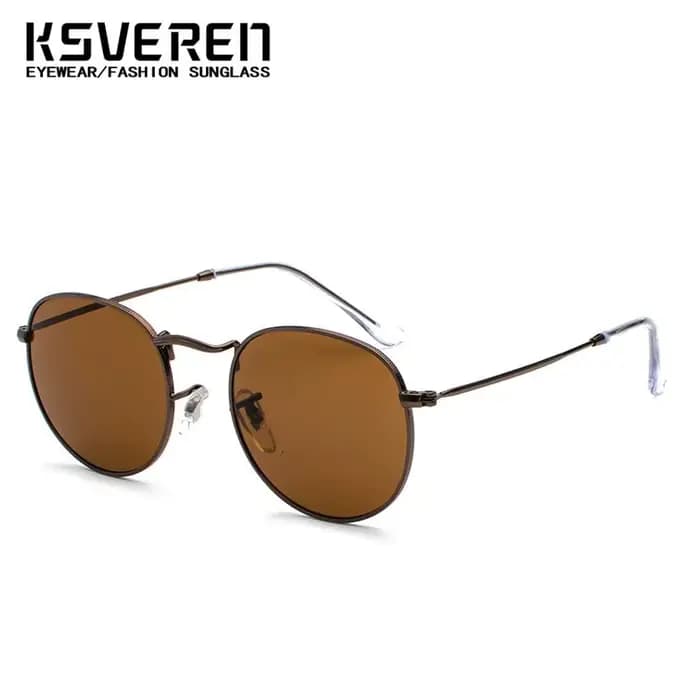 Lunettes de soleil rondes en métal teinté pour myopie