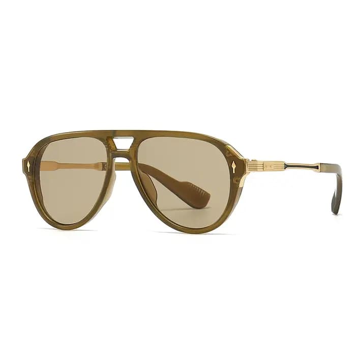 Lunettes de soleil d'aviateur rétro à Double monture carrée pour hommes européens et américains