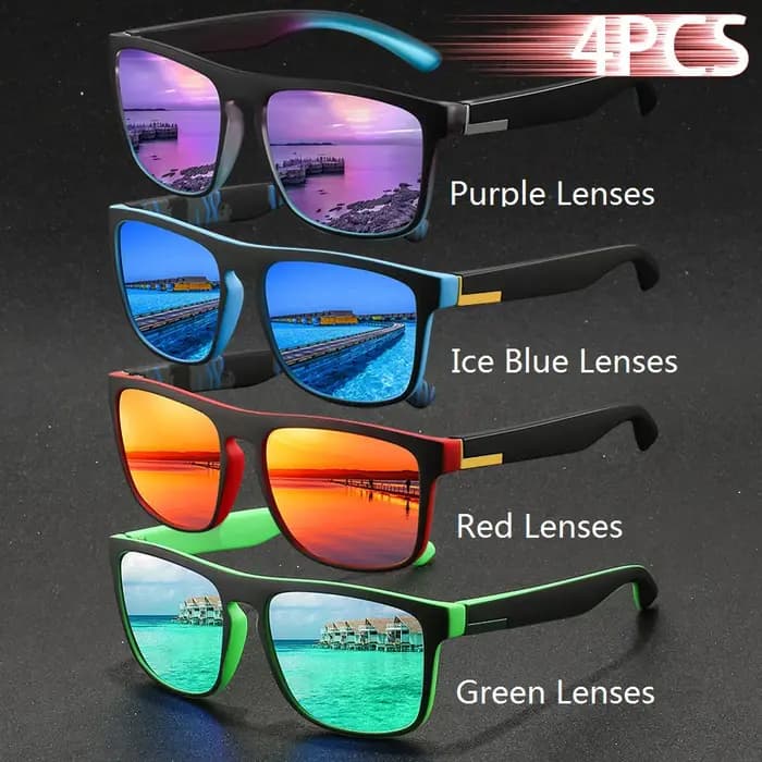 4 paires de lunettes de soleil sport vintage classiques à rayures