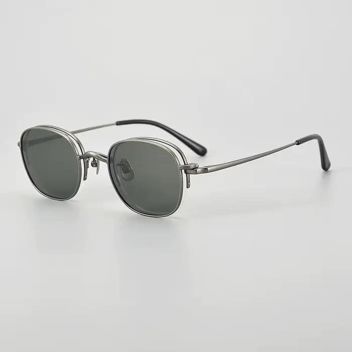 Lunettes de soleil 2 en 1 magnétiques de luxe vintage en titane pour homme, monture à clips, design