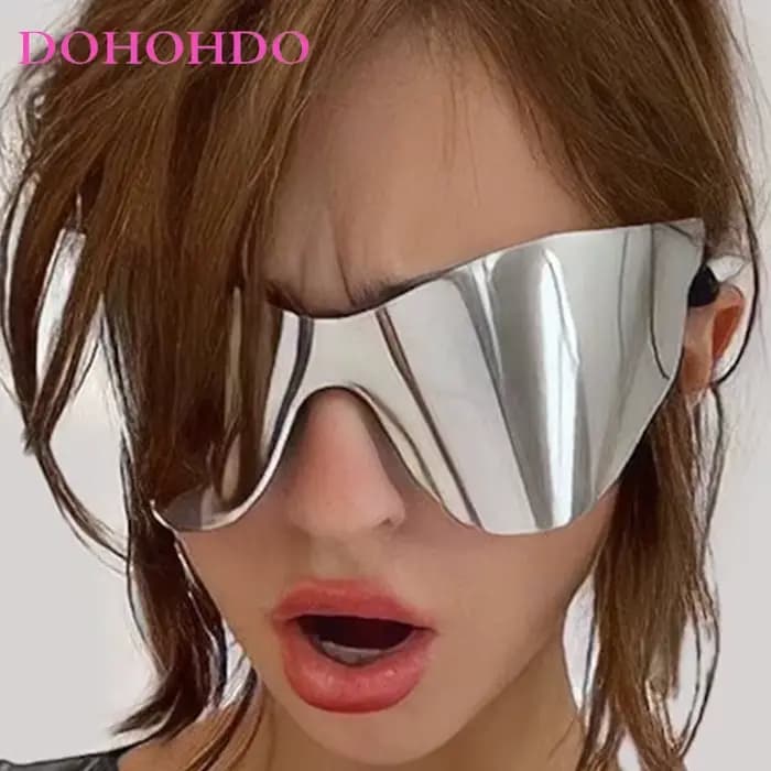 DOHOHDO rétro surdimensionné attaché corde lunettes de soleil pour femmes hommes marque Designe une pièce sans monture