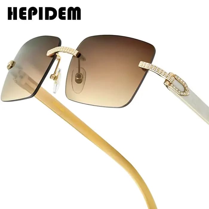 Lunettes de soleil carrées en corne de buffle pour hommes et femmes